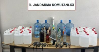 Milas’ta sahte içki ve silah ele geçirildi