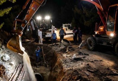 MUSKİ ekiplerinden Torba’daki su isale hattı patlamasına gece müdahalesi