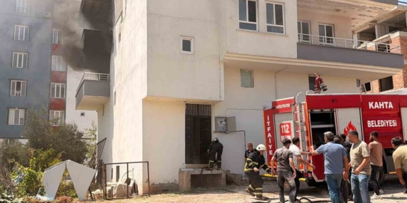 Adıyaman'da inşaat işçilerinin kaldığı evde yangın çıktı