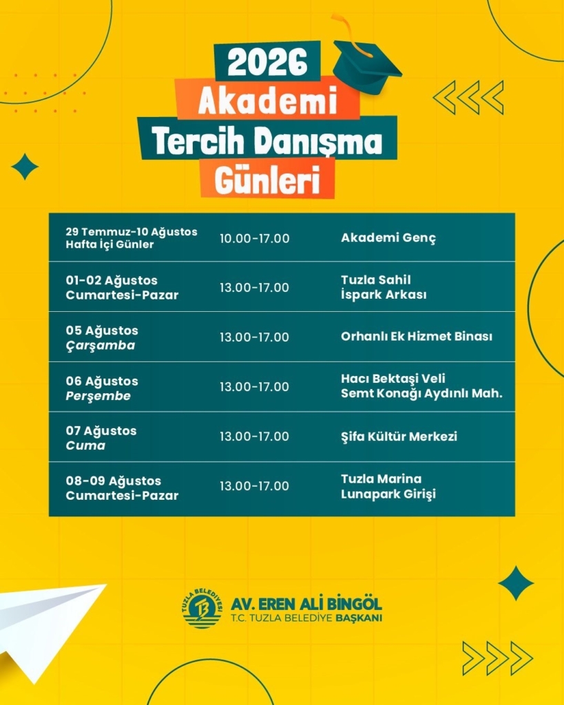 TUZLA BELEDİYESİ 12 GÜN BOYUNCA TERCİH DANIŞMA DESTEĞİ VERECEK
