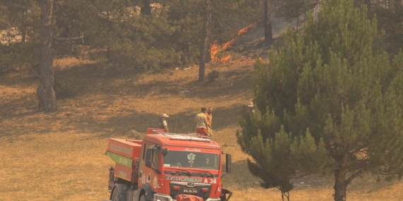 Afyonkarahisar'da arazi yangını itfaiye ekipleri tarafından söndürüldü