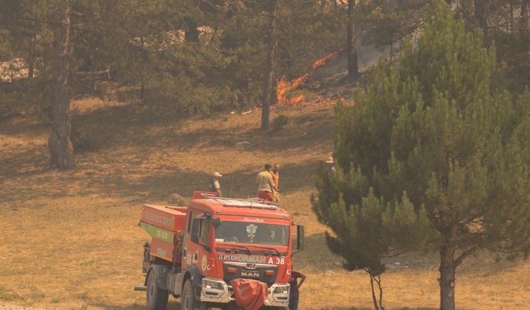 Afyonkarahisar'da arazi yangını itfaiye ekipleri tarafından söndürüldü