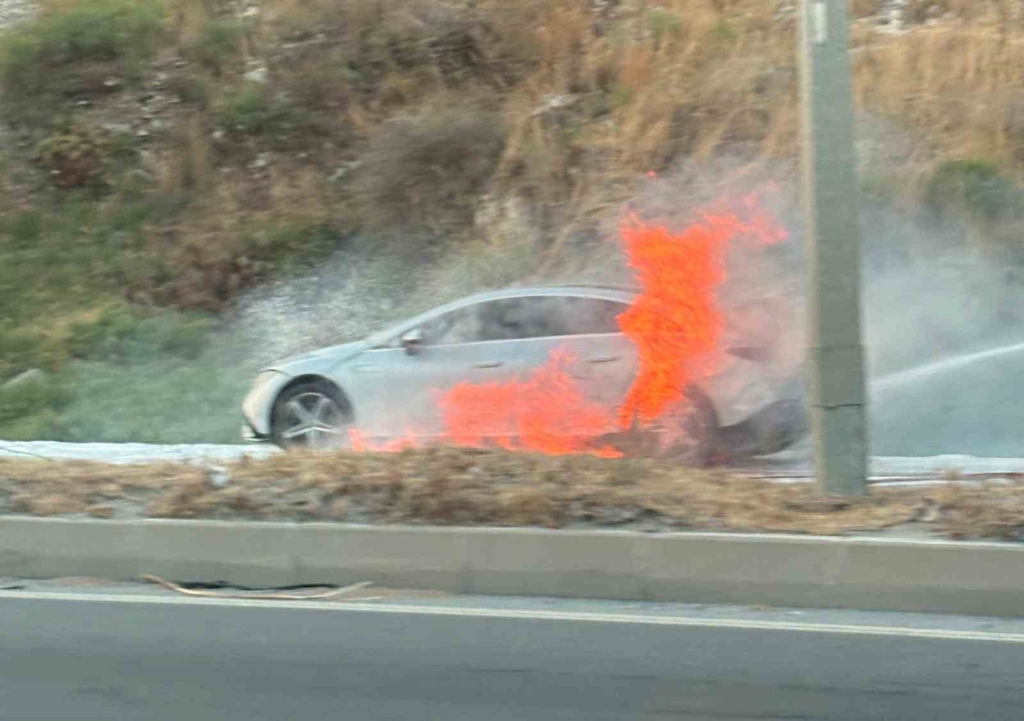Aydın'da seyir halindeki otomobilde yangın çıktı