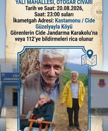 Bartın'da Alzheimer hastası 72 yaşındaki Recep Tosun kayboldu