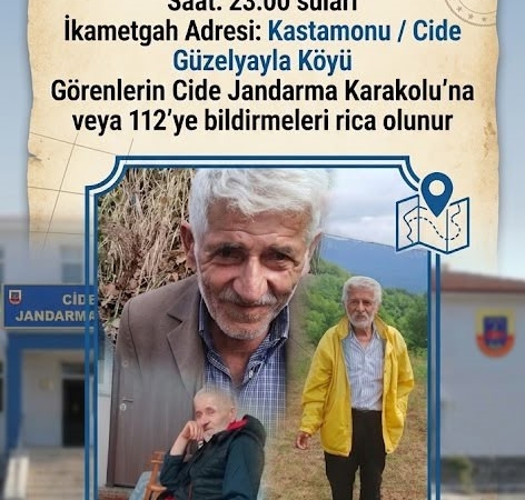 Bartın'da Alzheimer hastası 72 yaşındaki Recep Tosun kayboldu