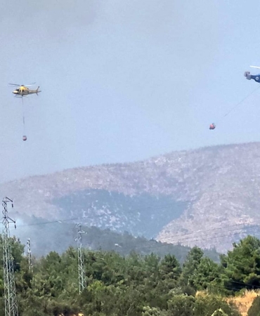 Bilecik'te orman yangınına havadan ve karadan müdahale