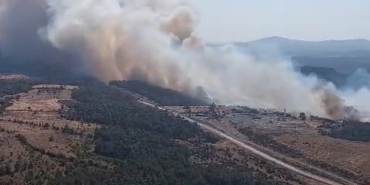 Çanakkale Bayramiç'te orman yangınına havadan müdahale