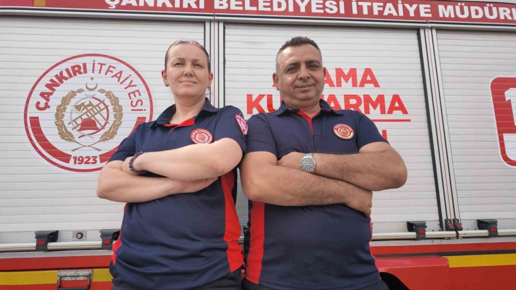 Çankırı'da itfaiyeci çift, can kurtarma görevini birlikte üstleniyor
