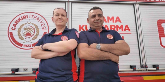 Çankırı'da itfaiyeci çift, can kurtarma görevini birlikte üstleniyor