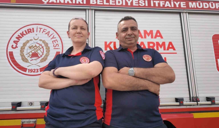 Çankırı'da itfaiyeci çift, can kurtarma görevini birlikte üstleniyor
