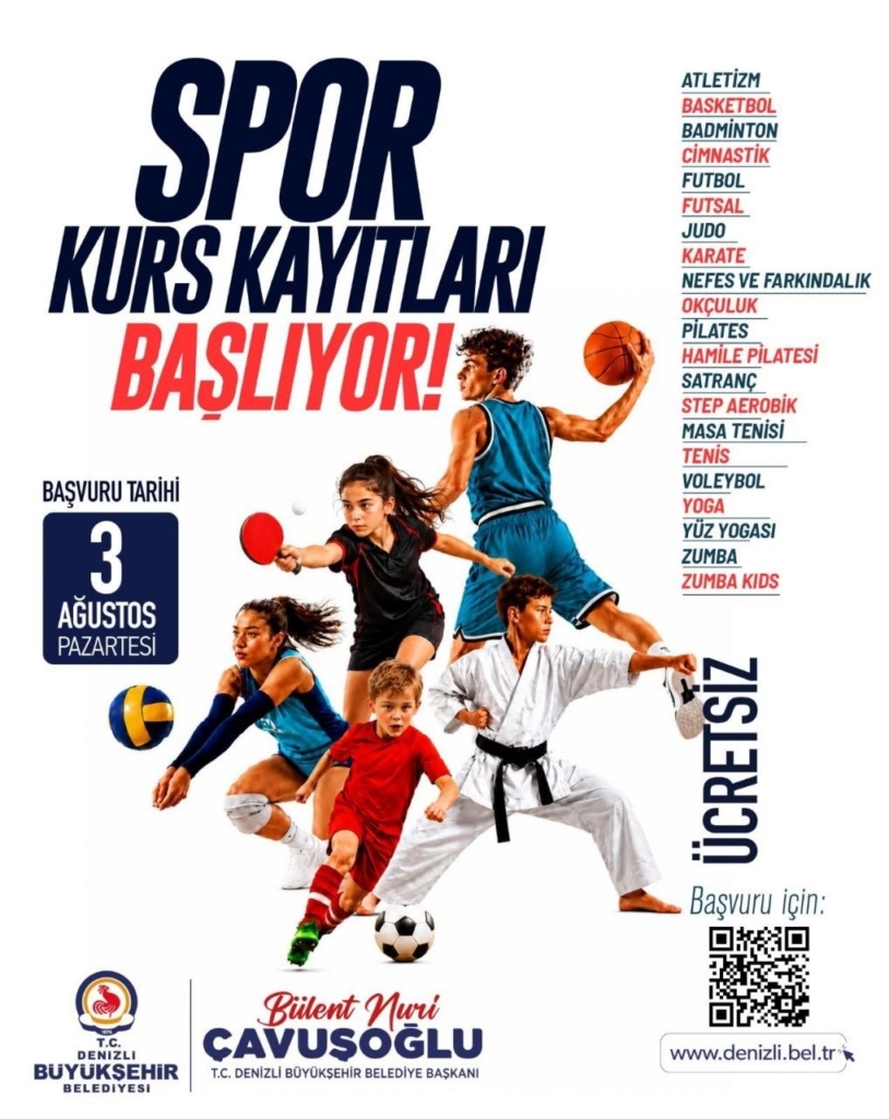 Denizli Büyükşehir Belediyesi'nden 22 branşta spor kursu