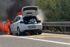Düzce'de otomobil yangını aracı kullanılamaz hale getirdi