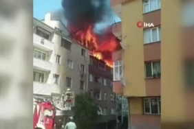 Gaziosmanpaşa'da 4 katlı binanın çatısında yangın çıktı