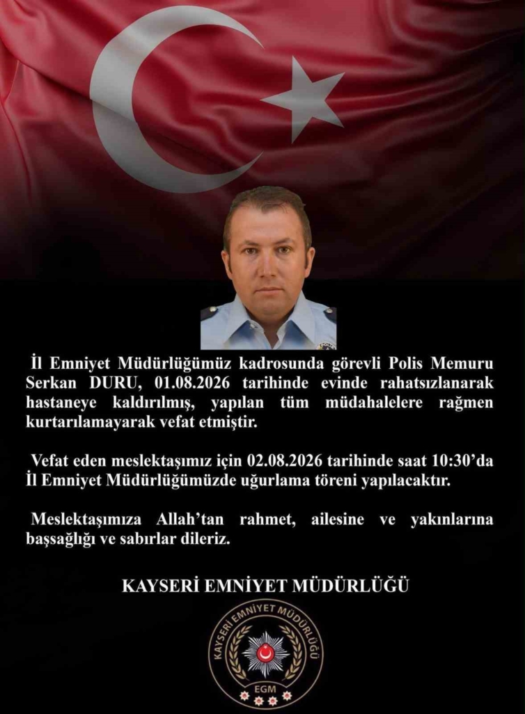 Kayseri'de rahatsızlanan polis memuru hayatını kaybetti