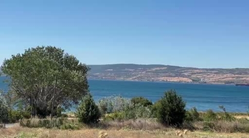 Lapseki'deki tarım arazisindeki yangına müdahale sürüyor