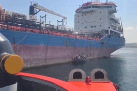 Yalova açıklarında makine arızası yapan tanker güvenli bölgeye çekildi