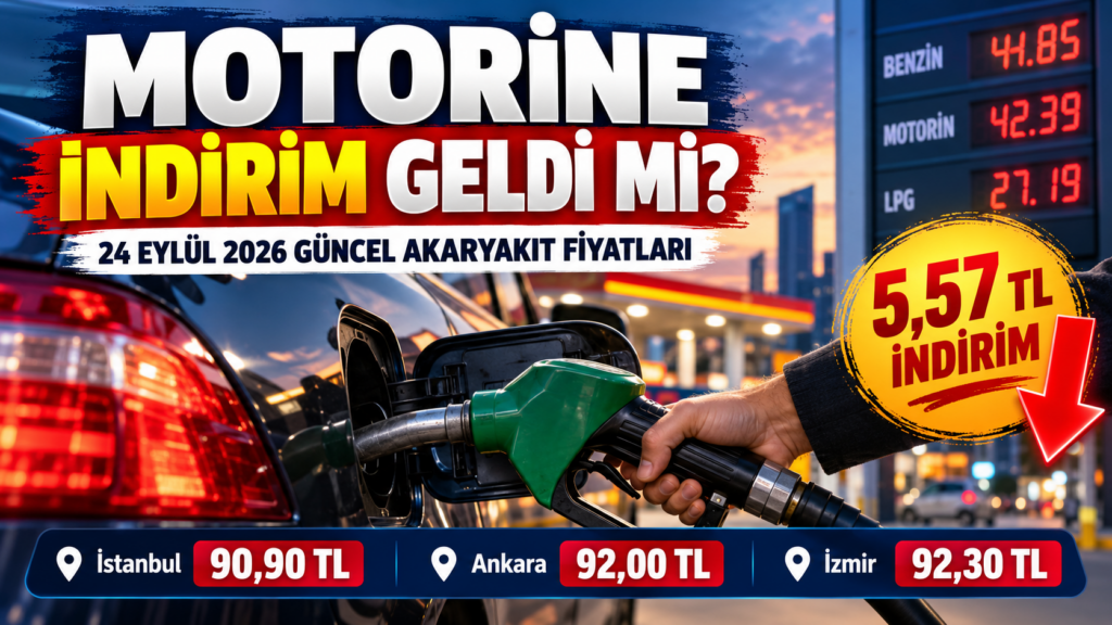 Motorine indirim geldi mi 24 Eylül 2026 güncel akaryakıt fiyatları