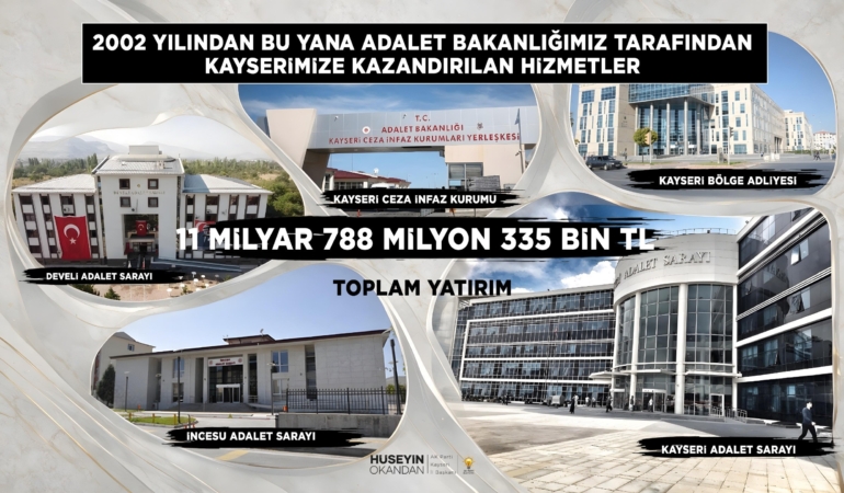 BAŞKAN OKANDAN: "KAYSERİ'MİZE ADALET YATIRIMLARI GÜÇLENEREK DEVAM EDİYOR"