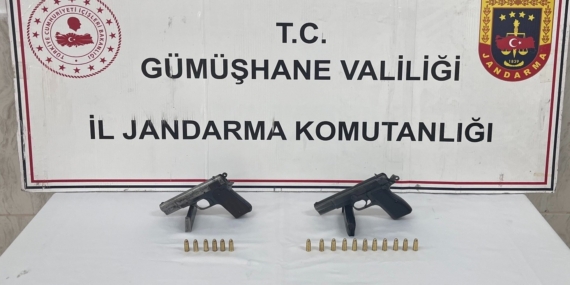 GÜMÜŞHANE'DE 2 RUHSATSIZ TABANCA ELE GEÇİRİLDİ
