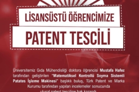 NİĞDE ÖMER HALİSDEMİR ÜNİVERSİTESİ ÖĞRENCİSİNİN BULUŞUNA PATENT TESCİLİ