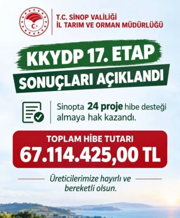 SİNOP'TA KIRSAL KALKINMAYA 67 MİLYON LİRALIK HİBE DESTEĞİ