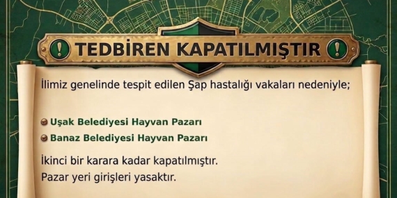 Uşak’ta şap hastalığı alarmı: İki hayvan pazarı kapatıldı