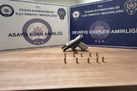 KEŞAN'DA TABANCAYLA YAKALANAN ŞÜPHELİ GÖZALTINA ALINDI