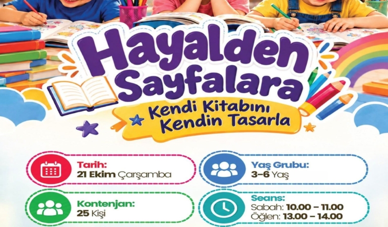 MERKEZ KÜTÜPHANE'DE ÇOCUKLAR HAYALLERİNİ KİTAPLARA DÖNÜŞTÜRECEK
