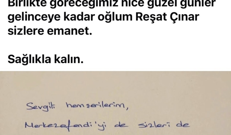 TUTUKLANAN BAŞKAN DOĞAN'DAN MESAJ